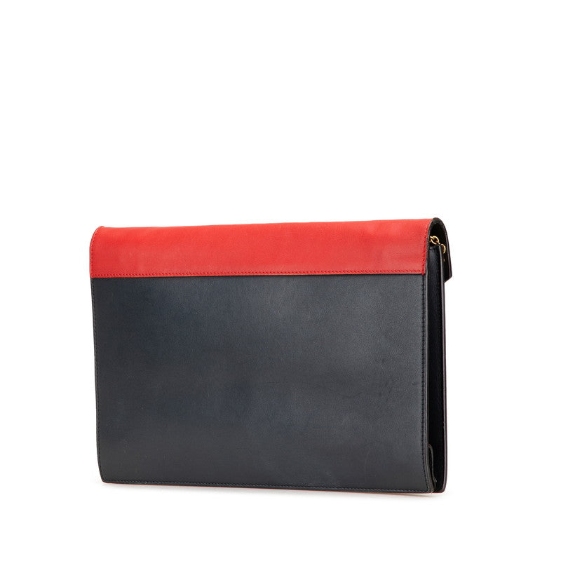Celine Chain Wallet Shoulder Bag Black Red Beige Leather Women's CELINE [Used]