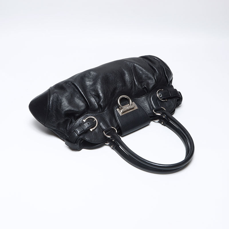 Salvatore Ferragamo Leather Gancini Handbag Black WS13869