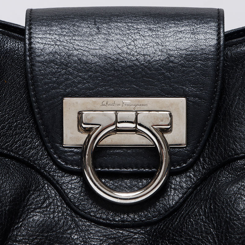 Salvatore Ferragamo Leather Gancini Handbag Black WS13869