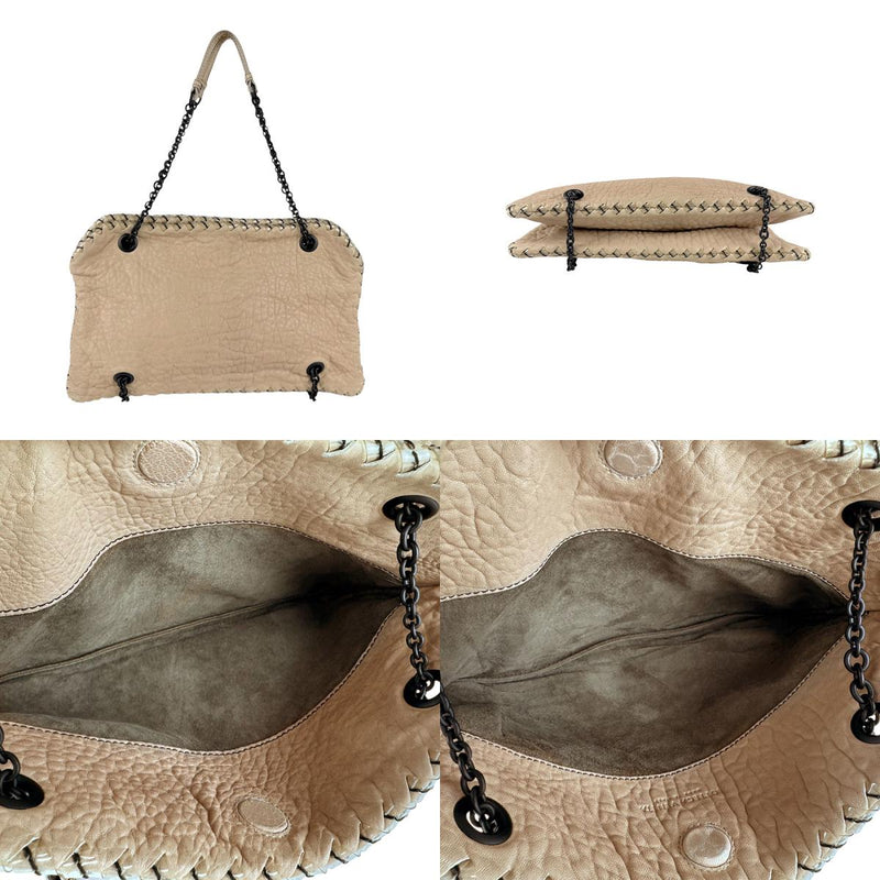 BOTTEGAVENETA Shoulder Bag Leather/Vinyl Beige Women's Free Shipping [Used]