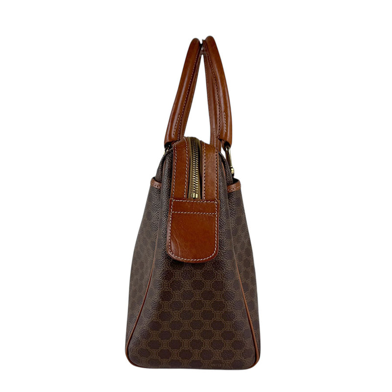 CELINE Handbag Macadam PVC/Leather Brown Gold Women's Free Shipping [Used]