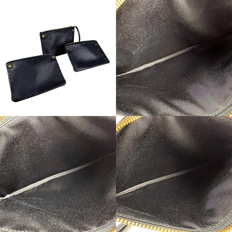 CELINE Crossbody Shoulder Bag Trio Large Leather Black Women's Free Shipping