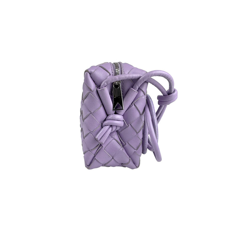 Bottegaveneta Shoulder Bag Intrecciato Mini Loop Camera Bag Leather Purple